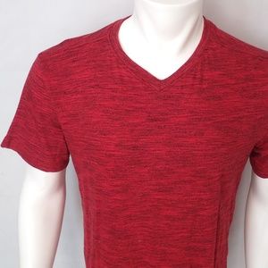 FERRUCHE Burgundy Marled Fitted V Neck Tee